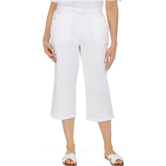 Karen Scott Drawstring-Waist Capri Pants White L - Picture 1 of 4